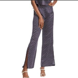 NWT Aqua POLKA DOT BUTTON SPLIT WIDE LEG PANTS - Large